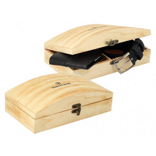 Parure Nazareno Gabrielli con cintura e portafoglio colore nero GRANDE scatola in legno