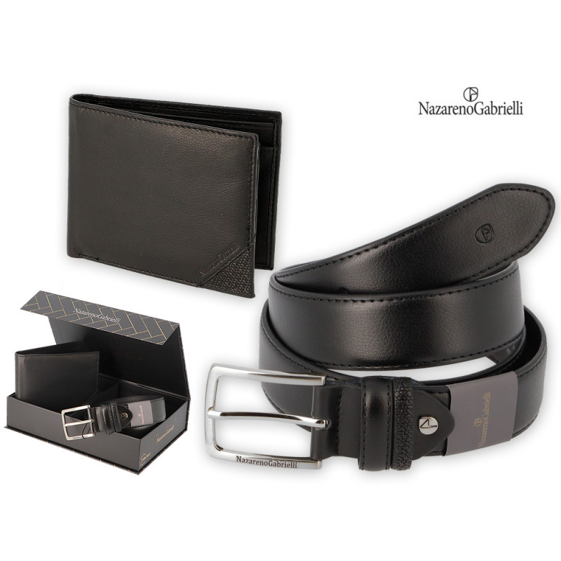 Parure Nazareno Gabrielli con cintura e portafoglio colore nero GRANDE 
