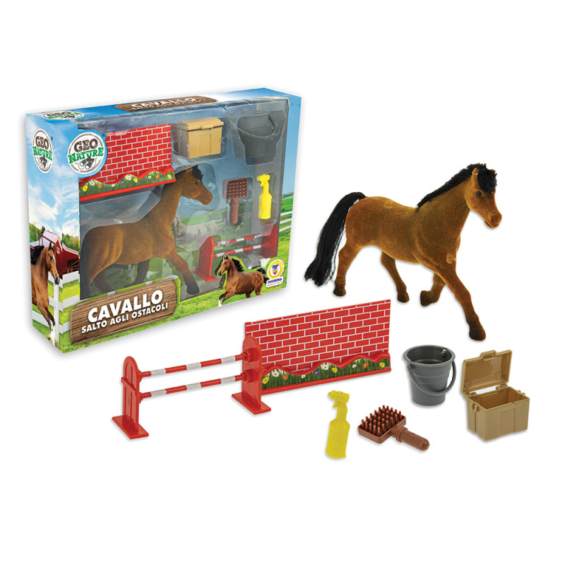 Set cavallo floccato con salto ad ostacoli