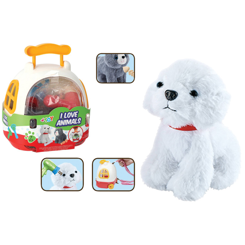 Zainetto trasportino con cane o gatto e accessori 2 ass.ti