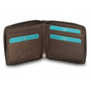 Portafoglio DNUP modello Tell classico colore testa di moro chiusura zip