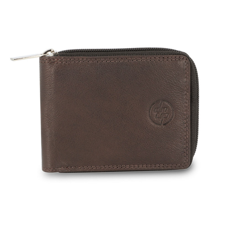 Portafoglio DNUP modello Tell classico colore testa di moro chiusura zip