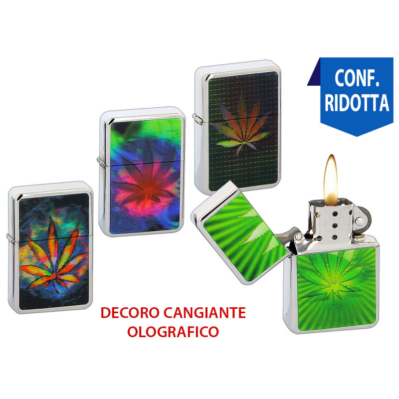 Accendino Atomic antivento decoro Leaves 3D