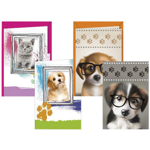 Biglietti Cani e Gatti senza testo con interno a colori