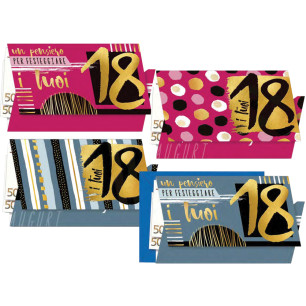 Biglietti 18 anni portasoldi con oro e rilievo