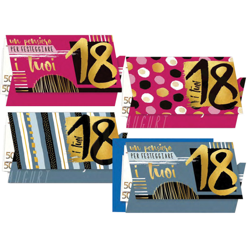 Biglietti 18 anni portasoldi con oro e rilievo