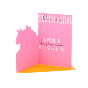 Biglietti Buon Compleanno fustellati Unicorno e scarpa