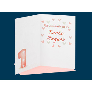 Biglietti Il tuo primo compleanno con panda e coniglio