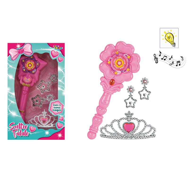 Scettro fatato con luci e suoni, con tiara e orecchini