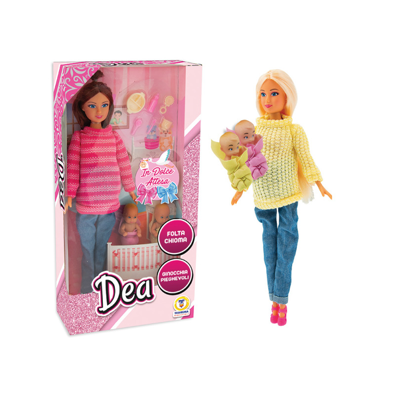 Bambola Dea dolce attesa con 2 gemellini e acc.ri