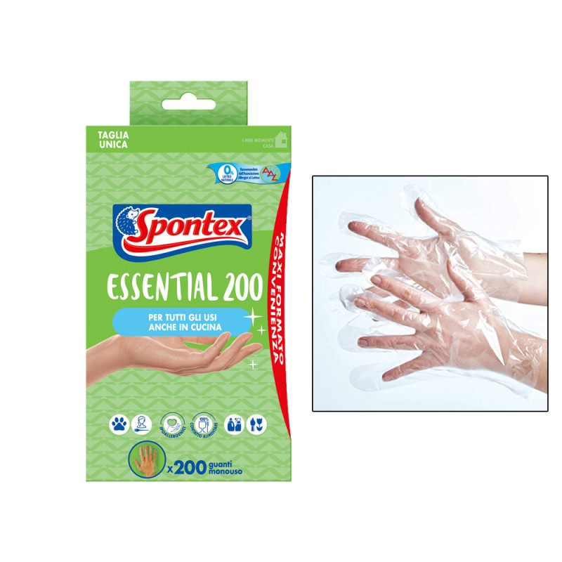 OMAGGIO 2 scatole da 200 guanti Spontex Essential usa e getta