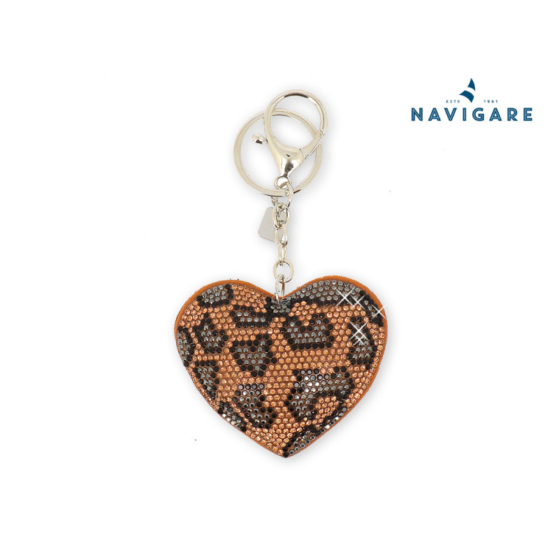 Portachiavi da donna Navigare ciondolo Cuore tigrato con strass