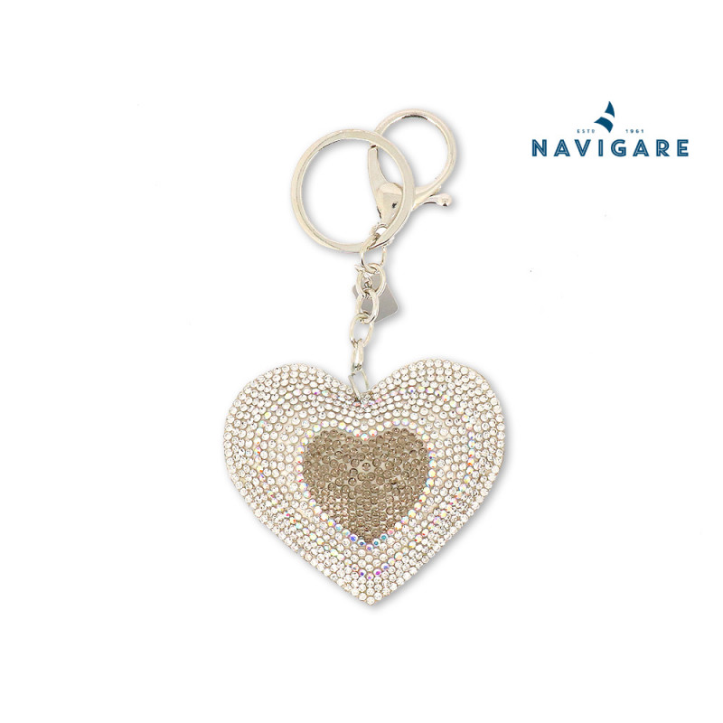 Portachiavi da donna Navigare ciondolo Cuore bianco con strass