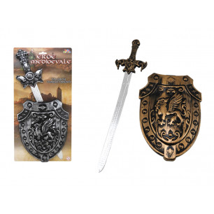 Blister eroe medievale con spada e scudo