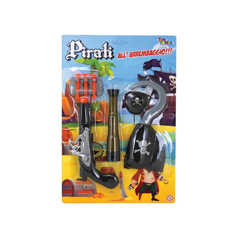 Blister pirati all'arrembaggio con uncino, pistola e dardi