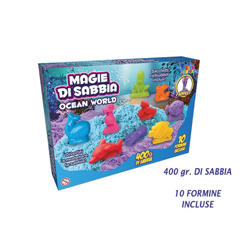 Set sabbia magica 400 gr con formine Mondo Oceanico