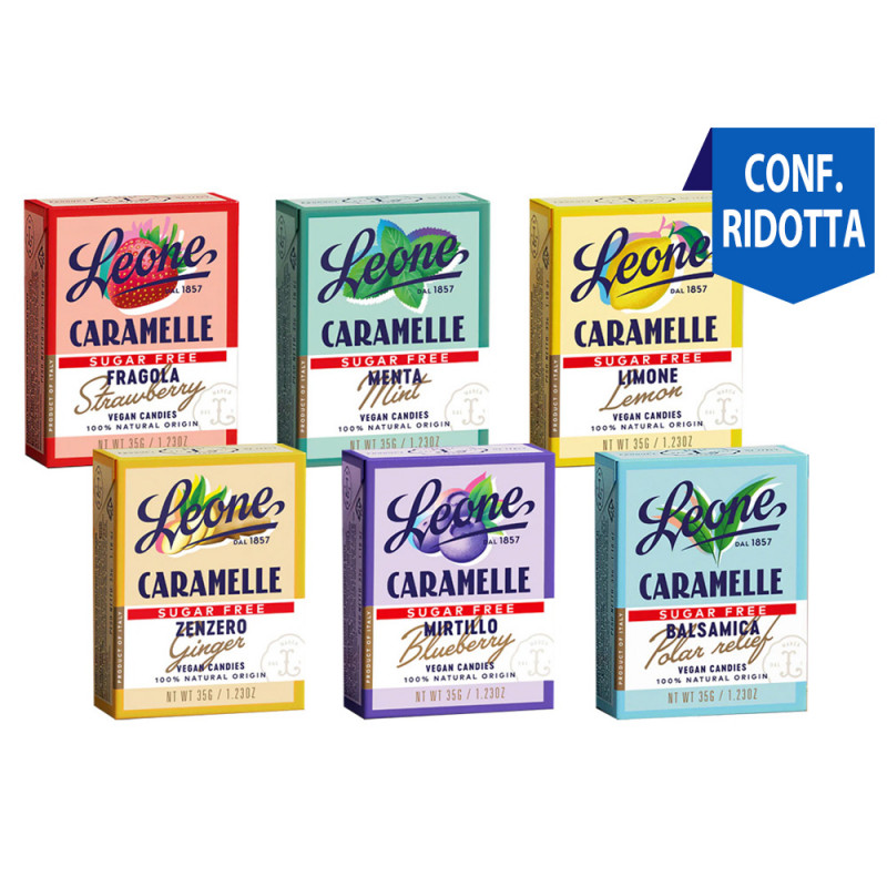 Pastiglie Leone con Stevia assortite da 18 pz