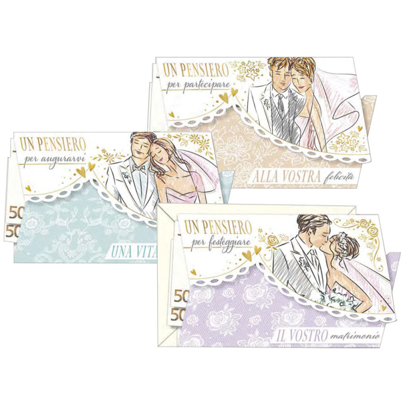 Biglietti Un pensiero per il vostro Matrimonio con portasoldi