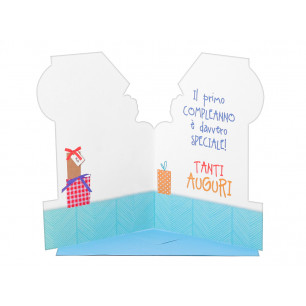 Biglietti per il Primo Compleanno fustellati con orsetto