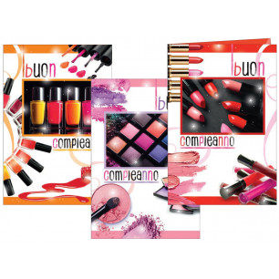 Biglietti Buon Compleanno beauty con glitter