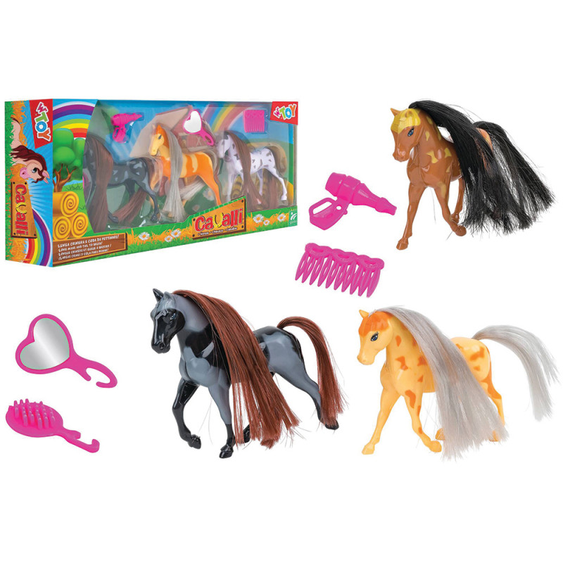 Set 3 cavalli con accessori 2 ass.ti
