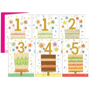 Biglietti Compleanno cifre da 1 a 5 con torte