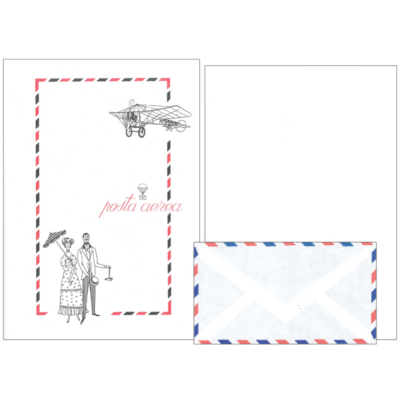 Tasca con 10 fogli da lettera + 10 buste Posta Aerea