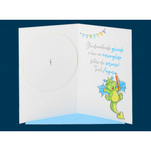 Biglietti Happy Birthday draghetto con rotella 1-10 anni