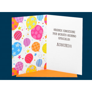 Biglietti Buon Compleanno maschile con palloncini in rilievo