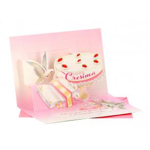 Biglietti Cresima Pop-up con particolari in oro