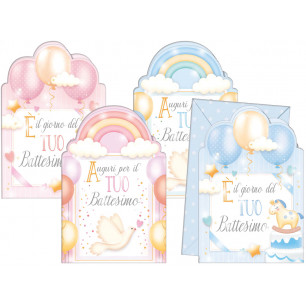 Biglietti Battesimo fustellati con glitter