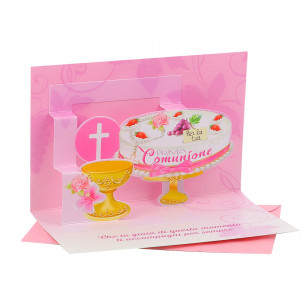 Biglietti Comunione Pop-up con particolari in oro