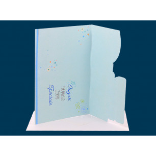 Biglietti Felice Battesimo con giostra cavalli e fustella