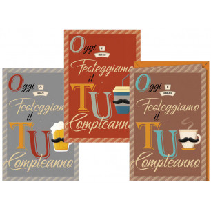 Biglietti Compleanno moustache con doppia rotella