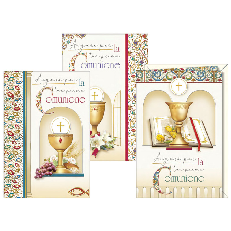 Biglietti Prima Comunione con particolari in oro e rilievo