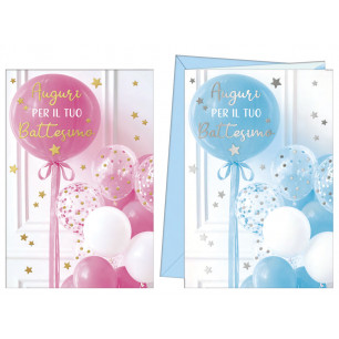 Biglietti Battesimo con palloncini