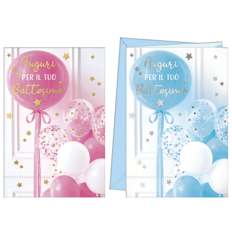 Biglietti Battesimo con palloncini
