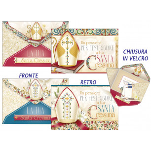 Biglietti Cresima portasoldi con chiusura in velcro