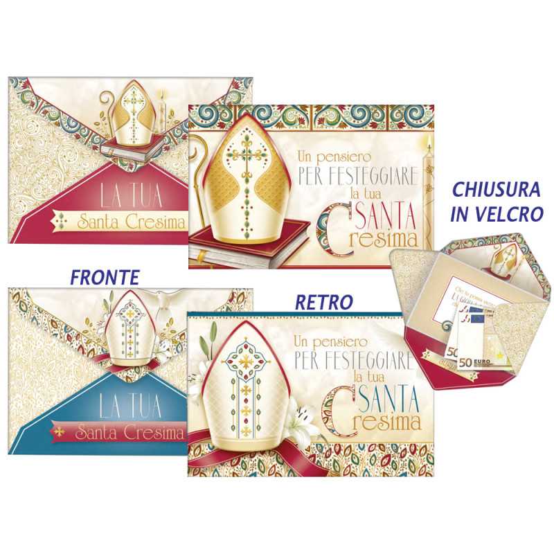 Biglietti Cresima portasoldi con chiusura in velcro