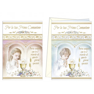 Biglietti per la Prima Comunione con oro e rilievo
