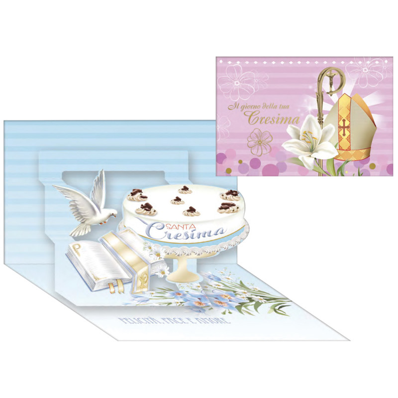 Biglietti Cresima Pop-up con particolari in oro