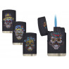 Accendino Prof Jetflame nero con disegno skull e cappuccio