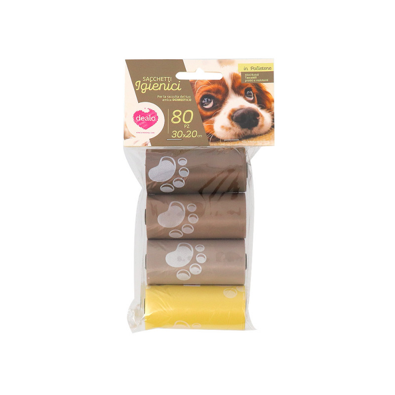 Set 4 rotoli sacchetti igenici per cani da 20 sacchetti
