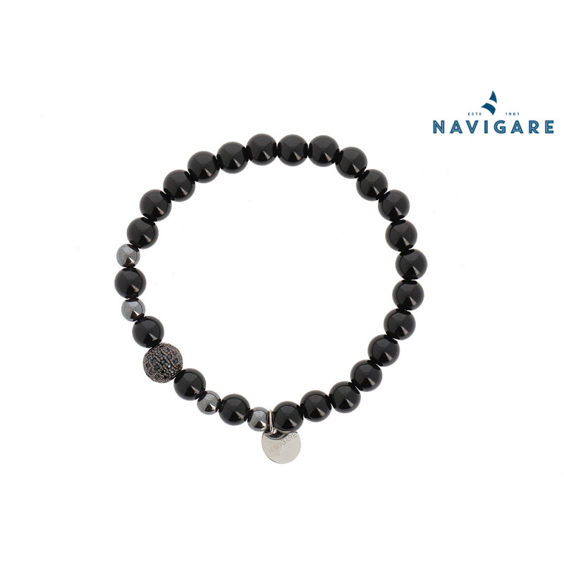 Bracciale Navigare uomo con sfere nere mod D