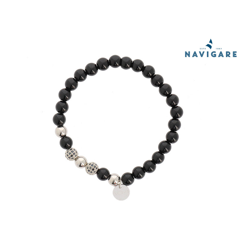 Bracciale Navigare uomo con sfere nere mod B