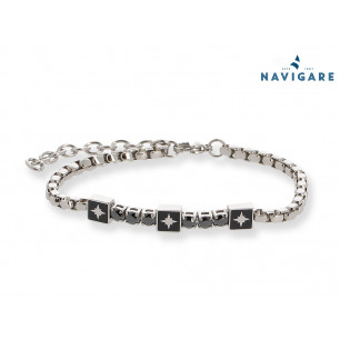 Bracciale Navigare uomo con cristalli neri e bianchi mod C
