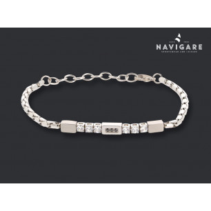 Bracciale Navigare uomo con cristalli neri e bianchi mod A