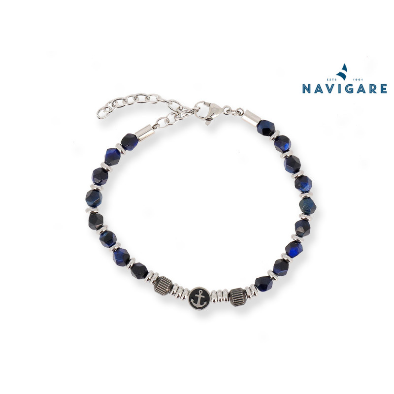 Bracciale Navigare uomo con sfere sfaccettate mod C