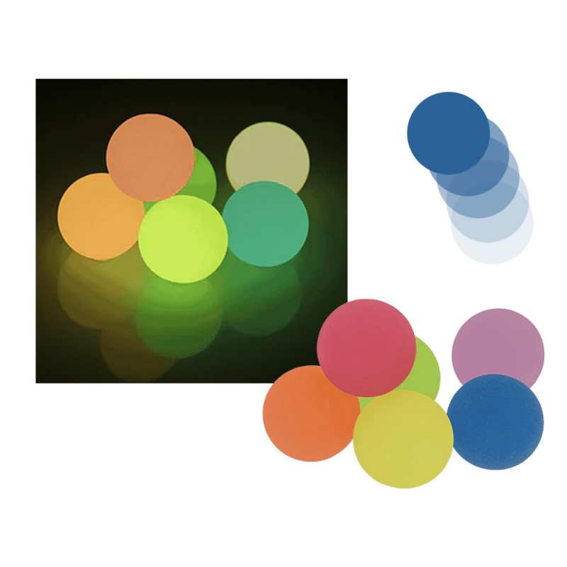 Pallina rimbalzante fosforescente cm. 4,5 in 6 colori
