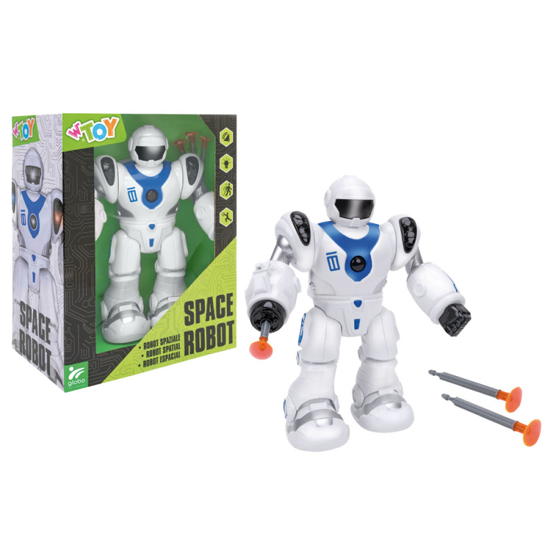 Robot spaziale camminante con luci, suoni e proiettili